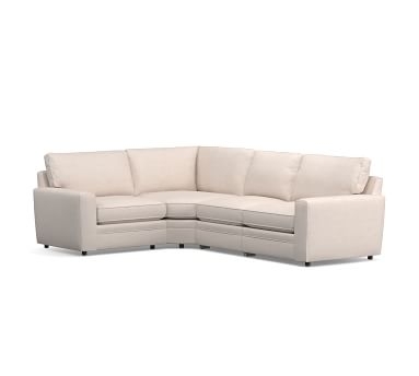 Pearce Square Arm Upholstered Right Arm 4-Piece Reclining Wedge Sectional, Down Blend Wrapped Cushions, Performance Slub Cotton White - Image 3