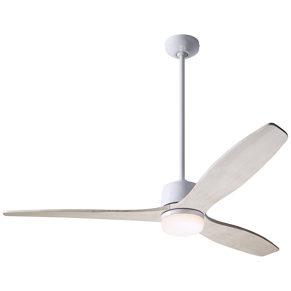 54" Modern Fan Arbor Gloss White and Whitewash Damp LED Ceiling Fan - Style # 96R90 - Image 0