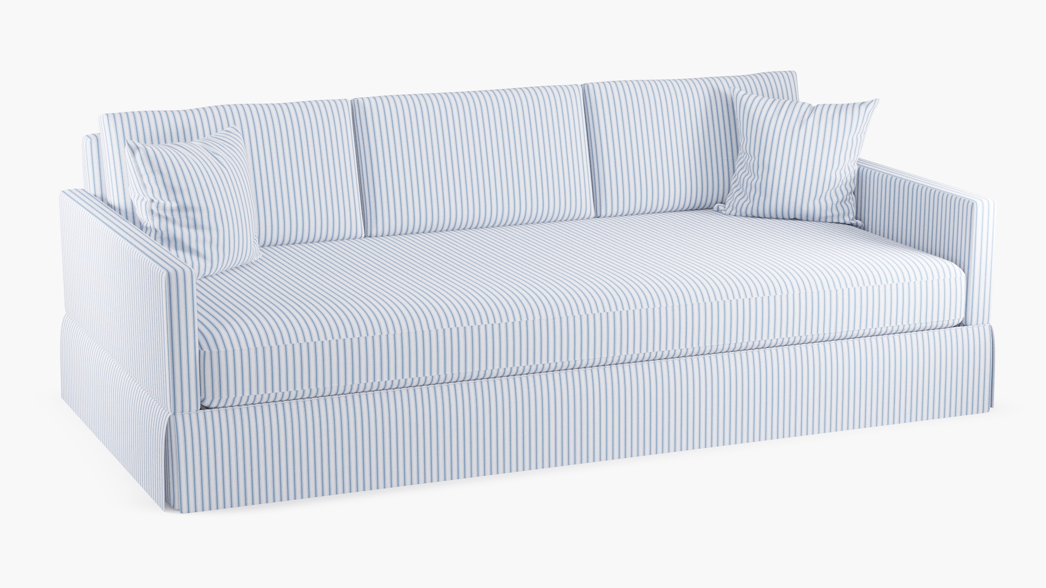 Skirted Track Arm Sofa, Cornflower Classic Ticking Stripe, Extra Deep (43") - Image 1