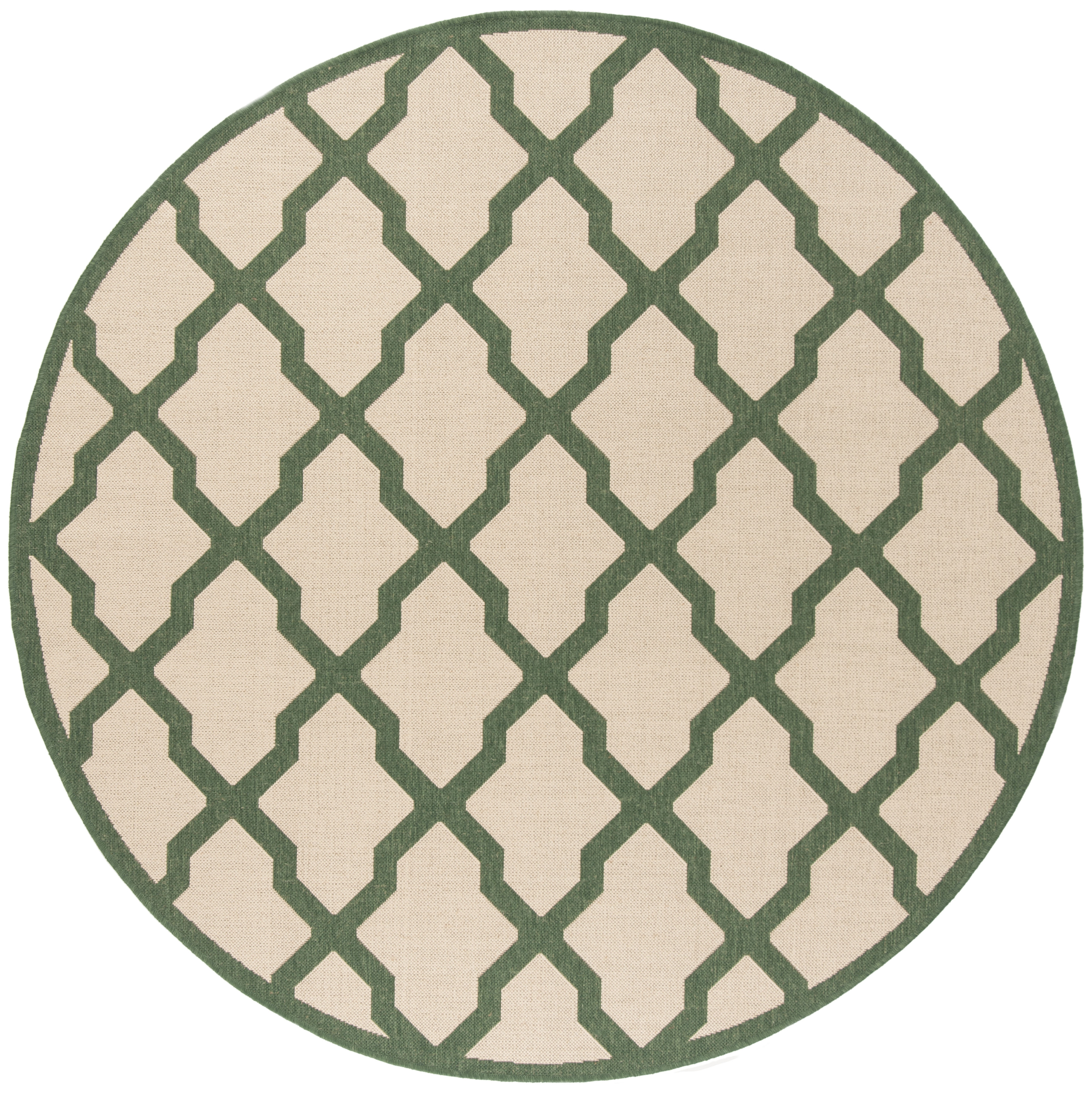 Arlo Home Indoor/Outdoor Woven Area Rug, LND122W, Cream/Green,  6' 7" X 6' 7" Round - Image 0