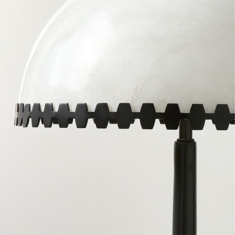 Oceana Black Metal Table Lamp with Alabaster Shade - Image 2