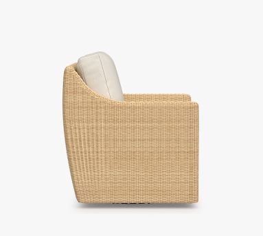 Hampton All-Weather Wicker Swivel Lounge Chair with Cushion, Sand - Image 2