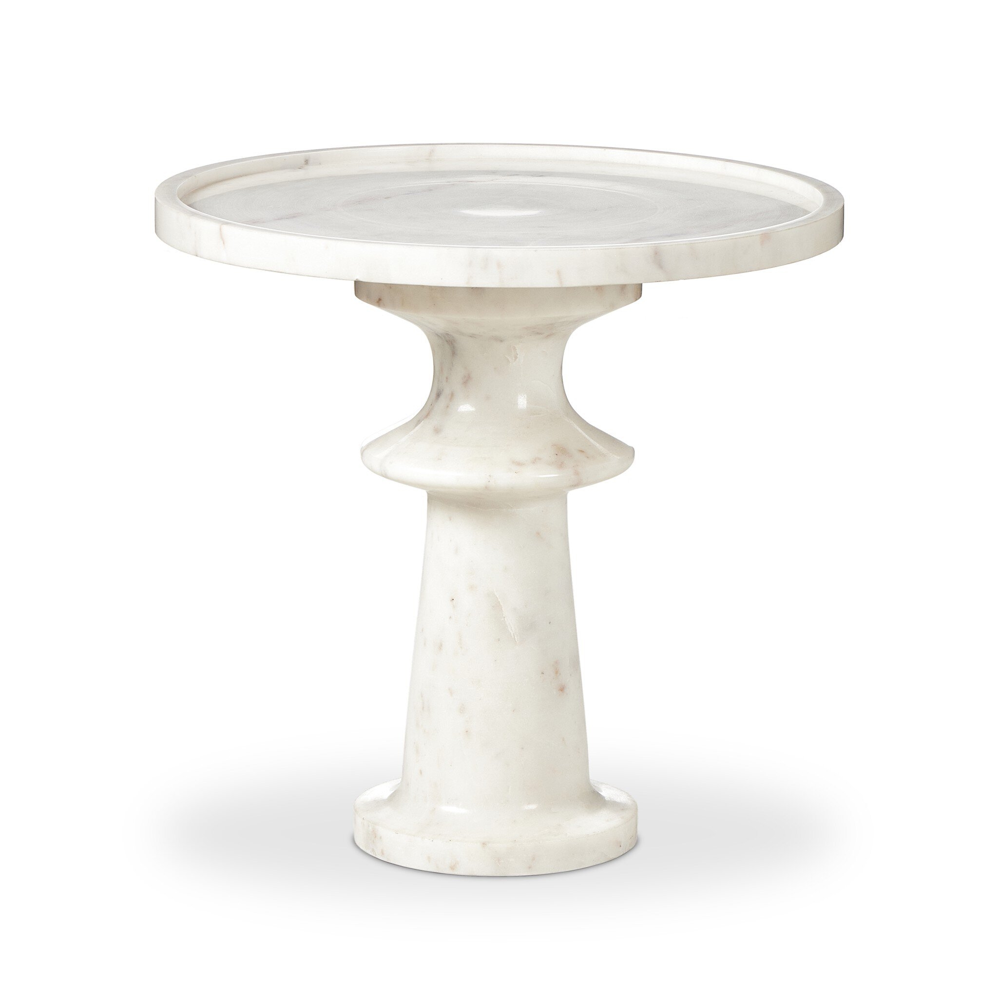 Skylar End Table - Polished White Marble - Image 0