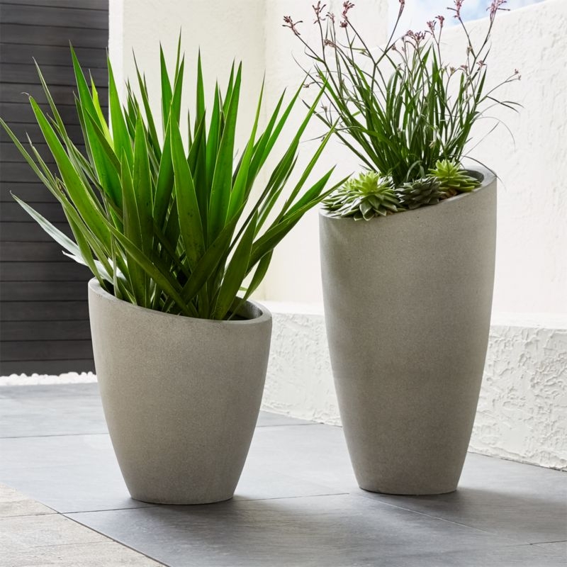 Slant Light Grey Tall Indoor/Outdoor Planter - Image 4