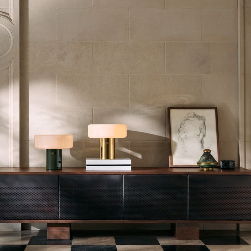 Pill High Gloss Olive Green Iron Table Lamp with Glass Shade by Bill Curry - Image 4