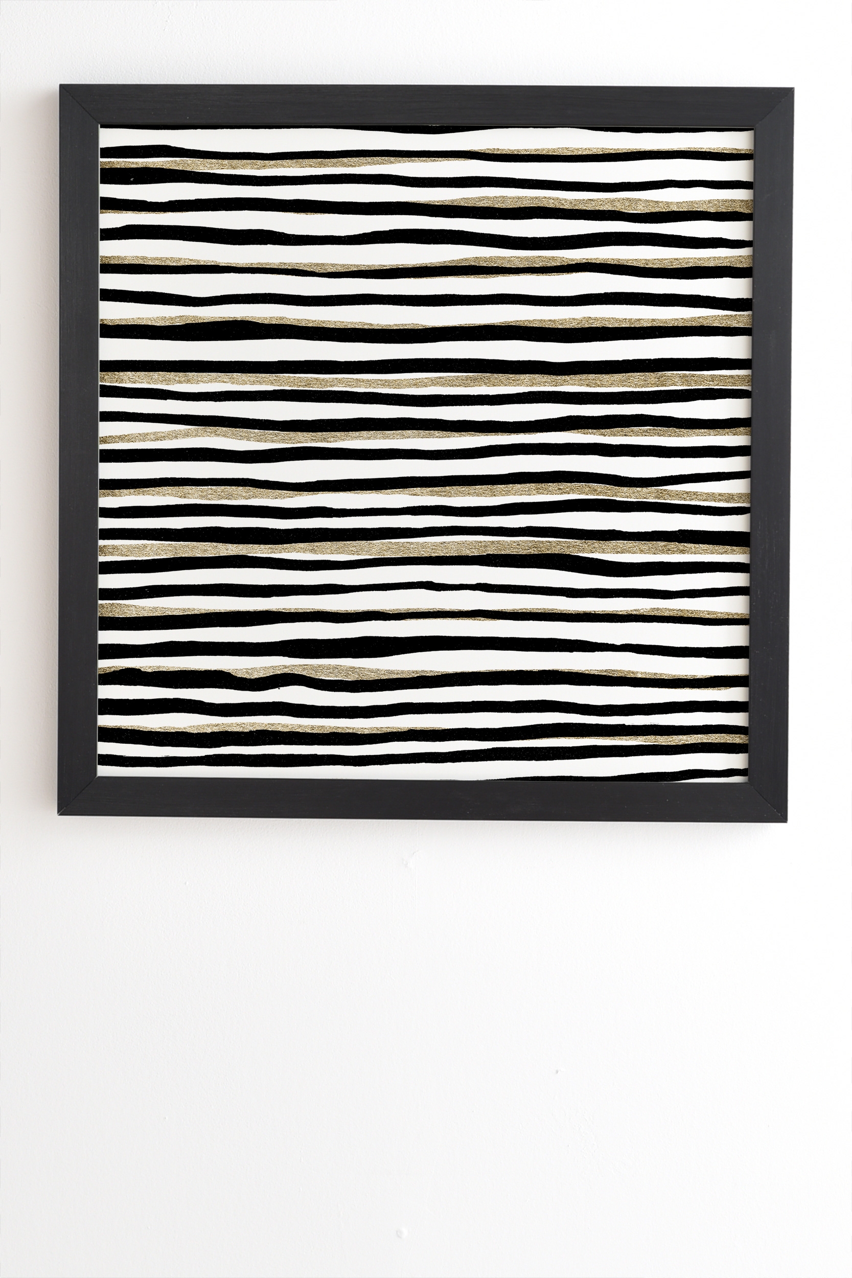 Black And Gold Stripes by Georgiana Paraschiv - Framed Wall Art Basic Black 20" x 20" - Image 0