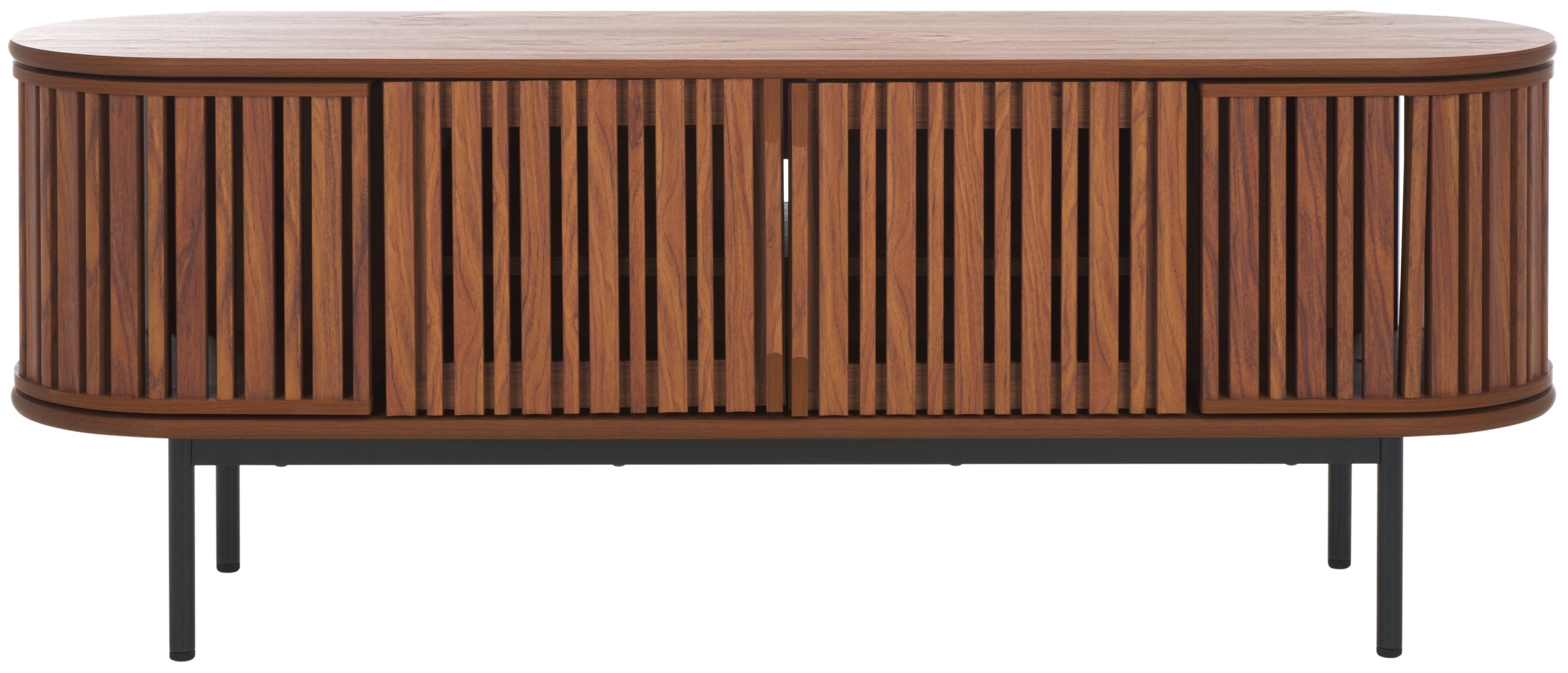 Enid 4 Door Media Stand - Walnut / Black - Safavieh - Image 0