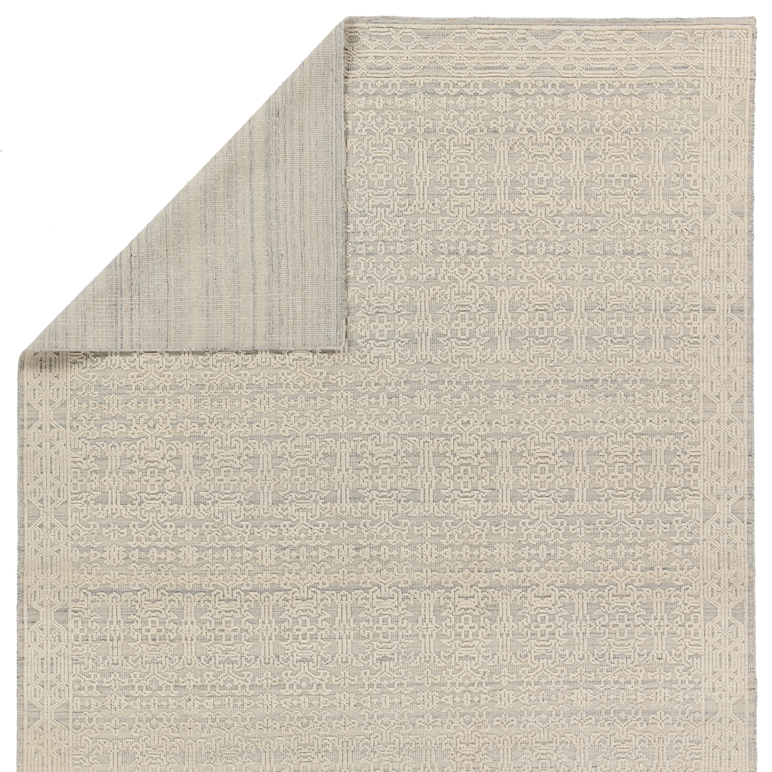 Ria Hand-Knotted Damask Cream/ Blue Area Rug (10'X14') - Image 2