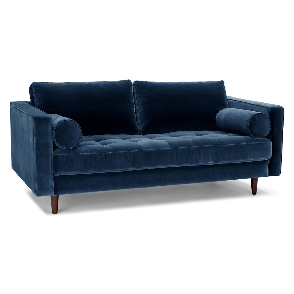 Sven 72" Tufted Velvet Loveseat - Plush Cascadia Blue - Image 0