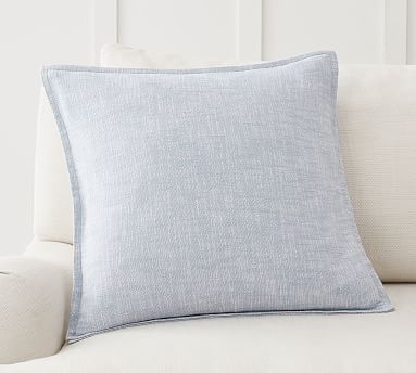 Organic Cotton Casual Reversible Pillow Cover, 20 x 20", Chambray - Image 0