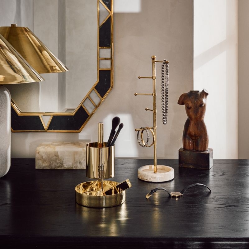 Icaro Black And White Marble Hexagon Wall Mirror 36"X20" - Image 3