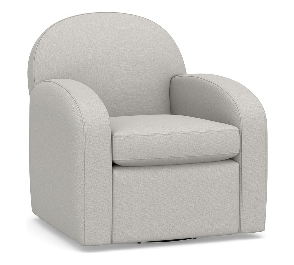 Farmhouse Upholstered Swivel Armchair, Polyester Wrapped Cushions, Heathered Chenille Pebble - Image 0