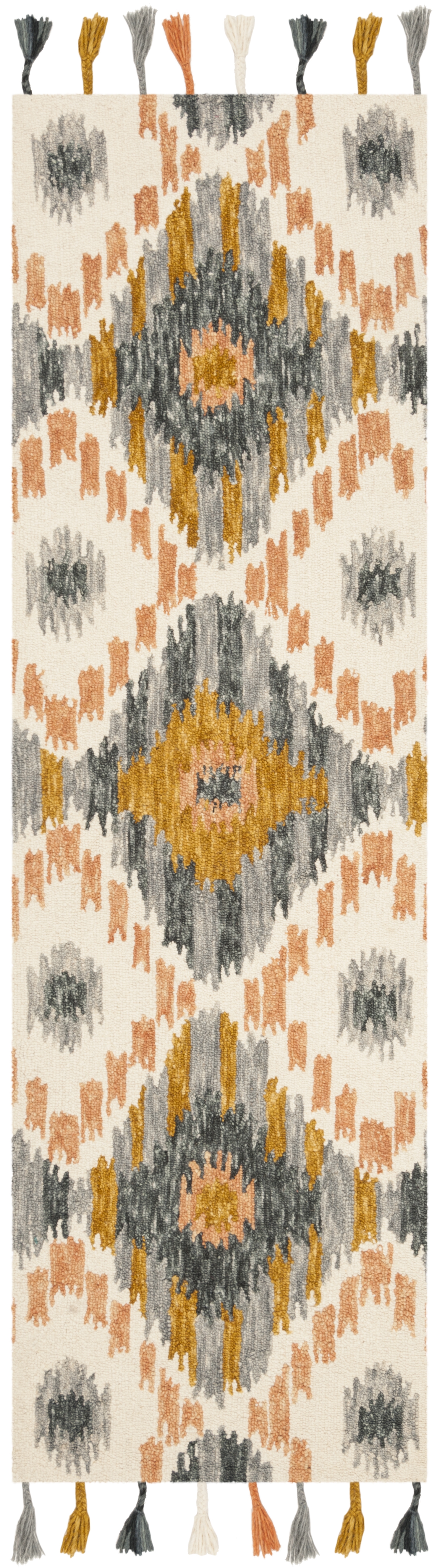 Arlo Home Hand Hooked Area Rug, SZN201A, Ivory/Gold,  2' 3" X 8' - Image 0