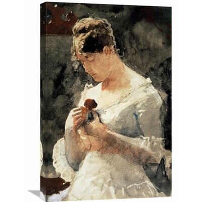 'Woman with a Rose' by Winslow Homer Painting Print on Wrapped Canvas - Image 0