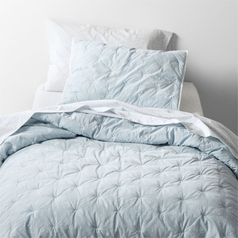 CozyCloud Organic Cotton Mini Floral Sky Blue Twin XL Sheet Set - Image 3