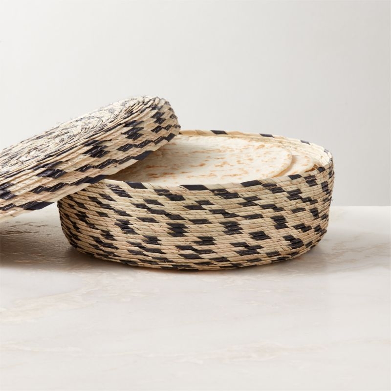 Mezze Black and Natural Serving Basket with Lid - Image 2