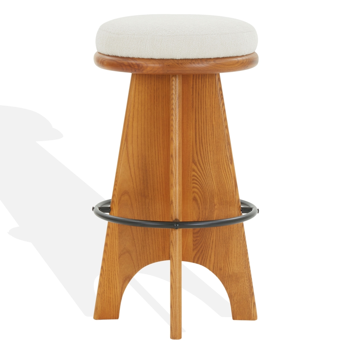 Bellarita Round Swivel Barstool - Ivory/Walnut - Image 0