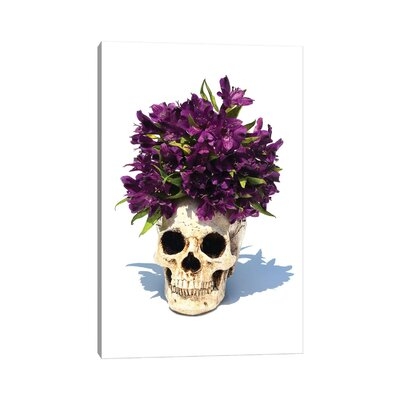 Skull & Purple Lilies by Jonathan Brooks - Wrapped Canvas Gallery-Wrapped Canvas Giclée - Image 0