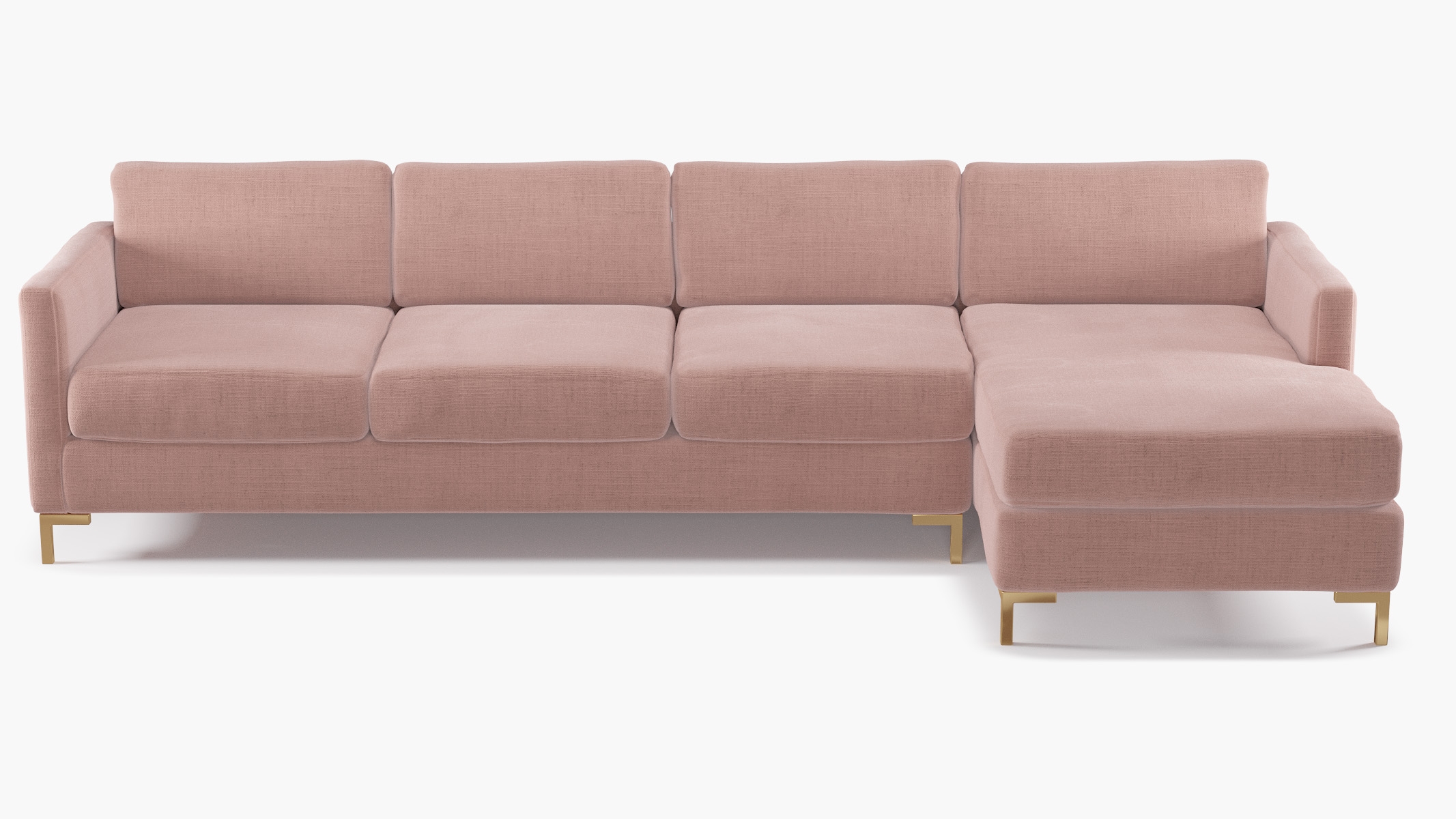 Modern Sectional, Right Facing, Blush Everyday Linen, Brass L Leg - Image 0