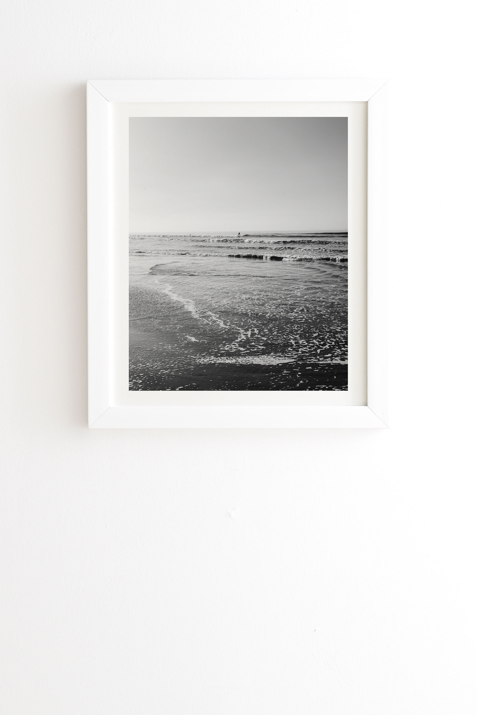 Surfing Monochrome by Bethany Young Photography - Framed Wall Art Basic White 30" x 30" - Image 0