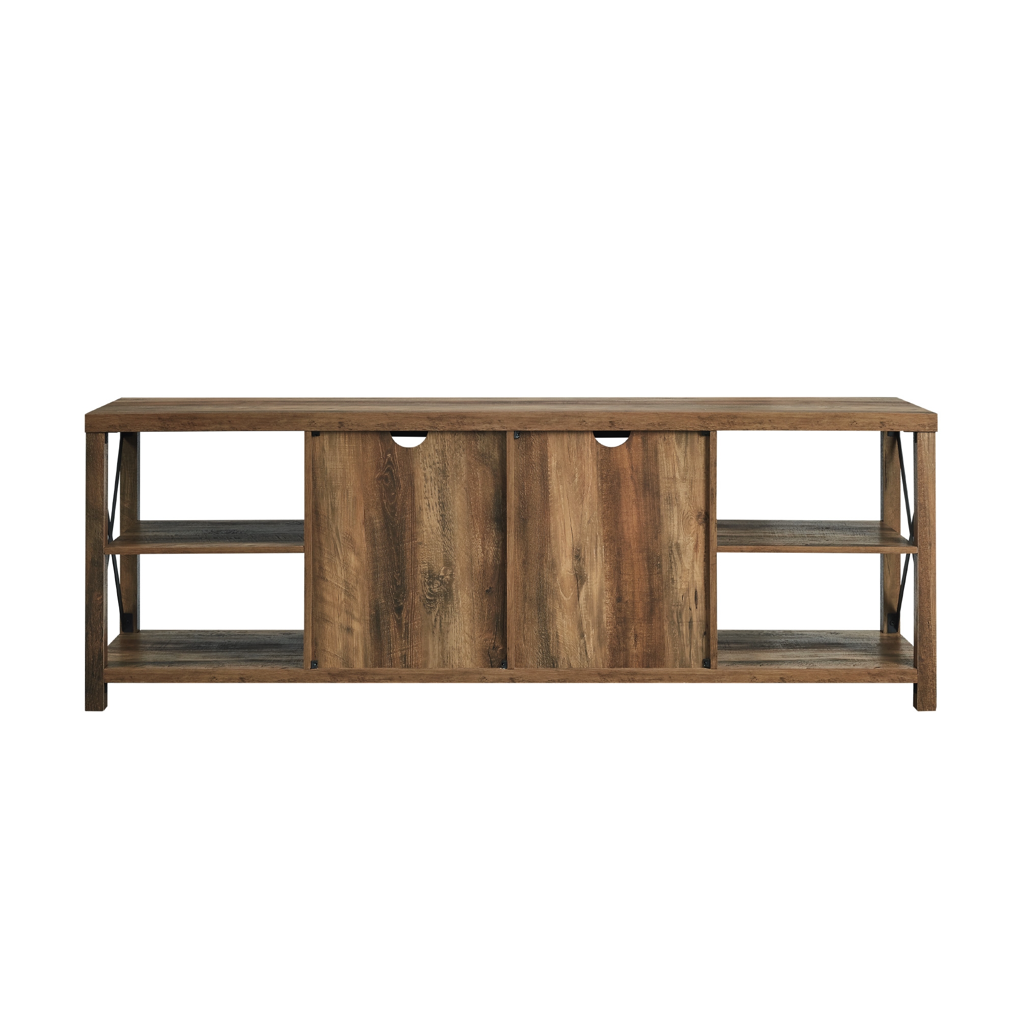 70" Farmhouse Metal X TV Stand - Rustic Oak - Image 3