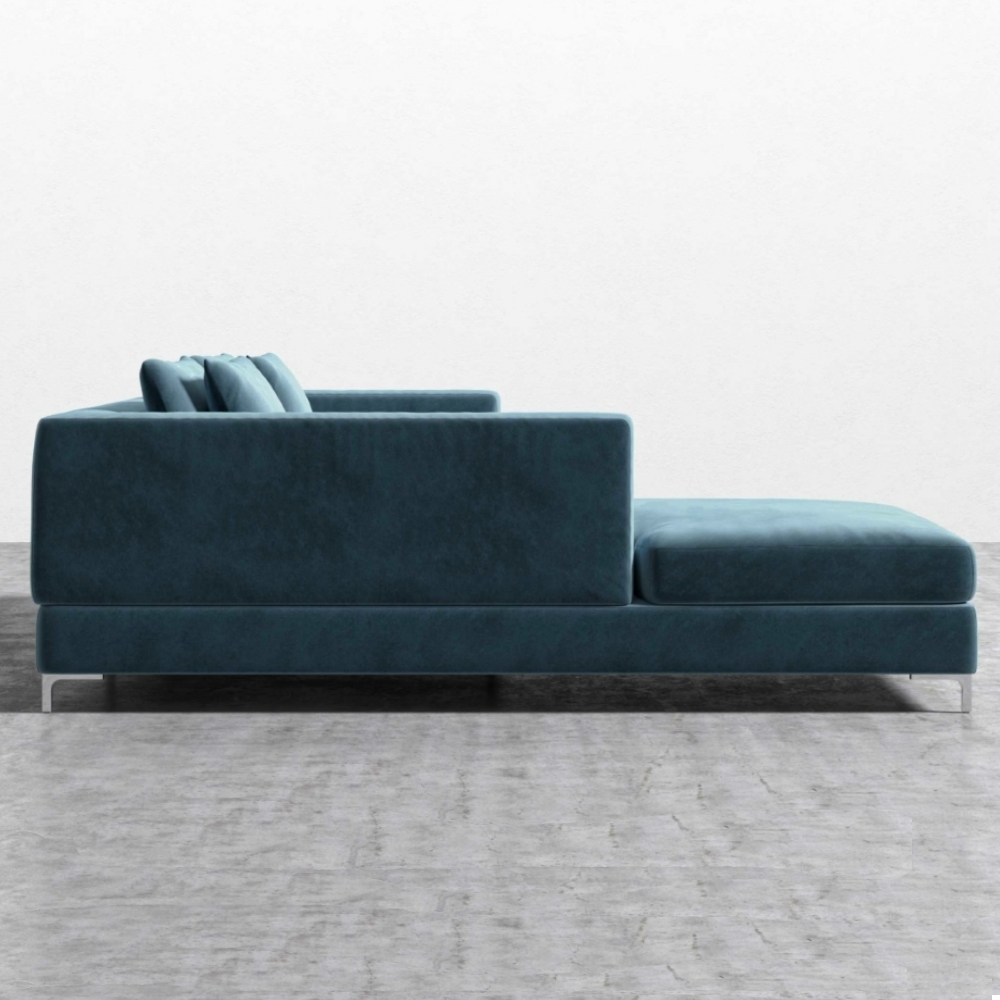 Rove Concepts Antonio Modern Classic Solstice Blue Velvet 2 Piece Sectional Sofa - Image 1