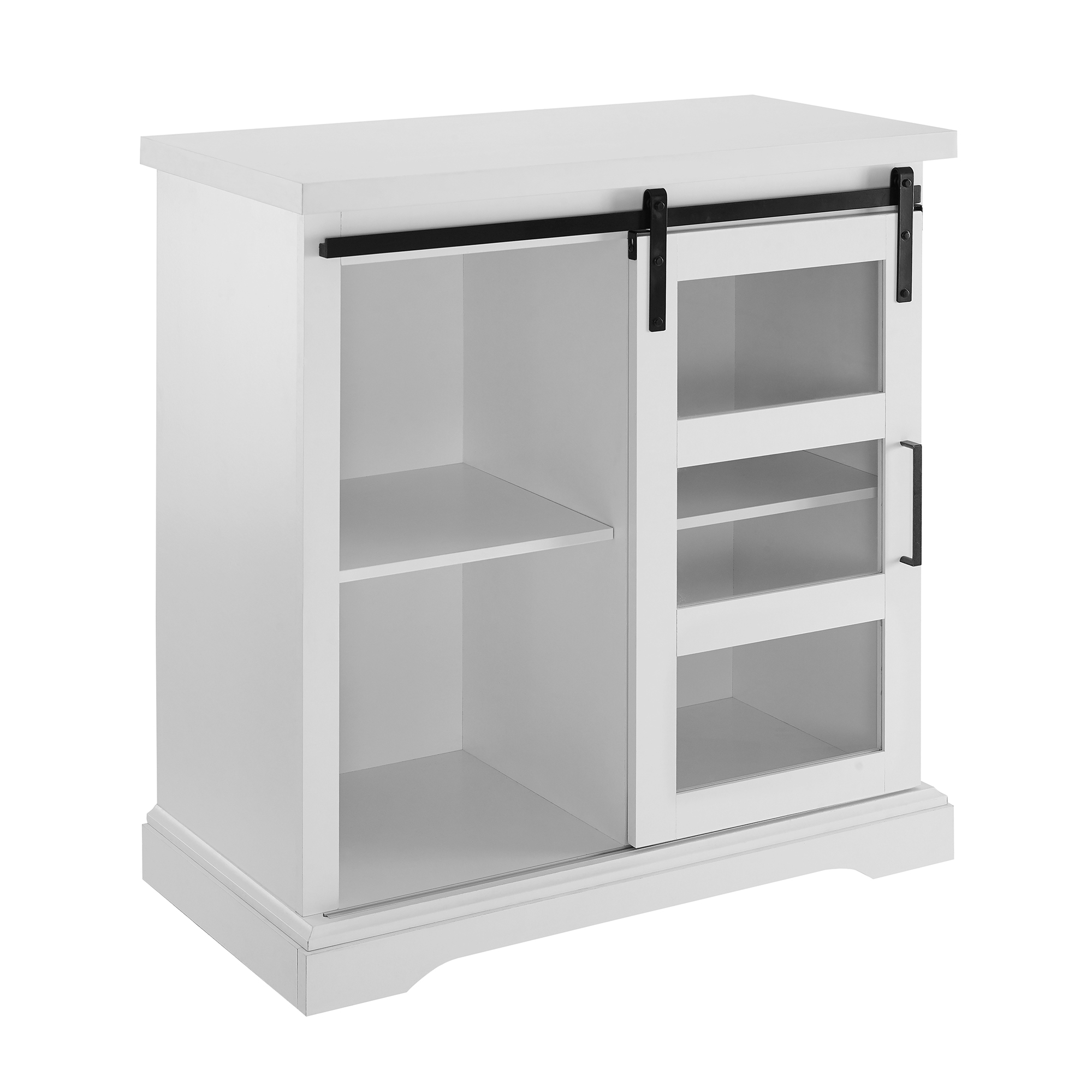Alba 32" Sliding Glass Door Modern Accent Cabinet - Solid White - Image 0