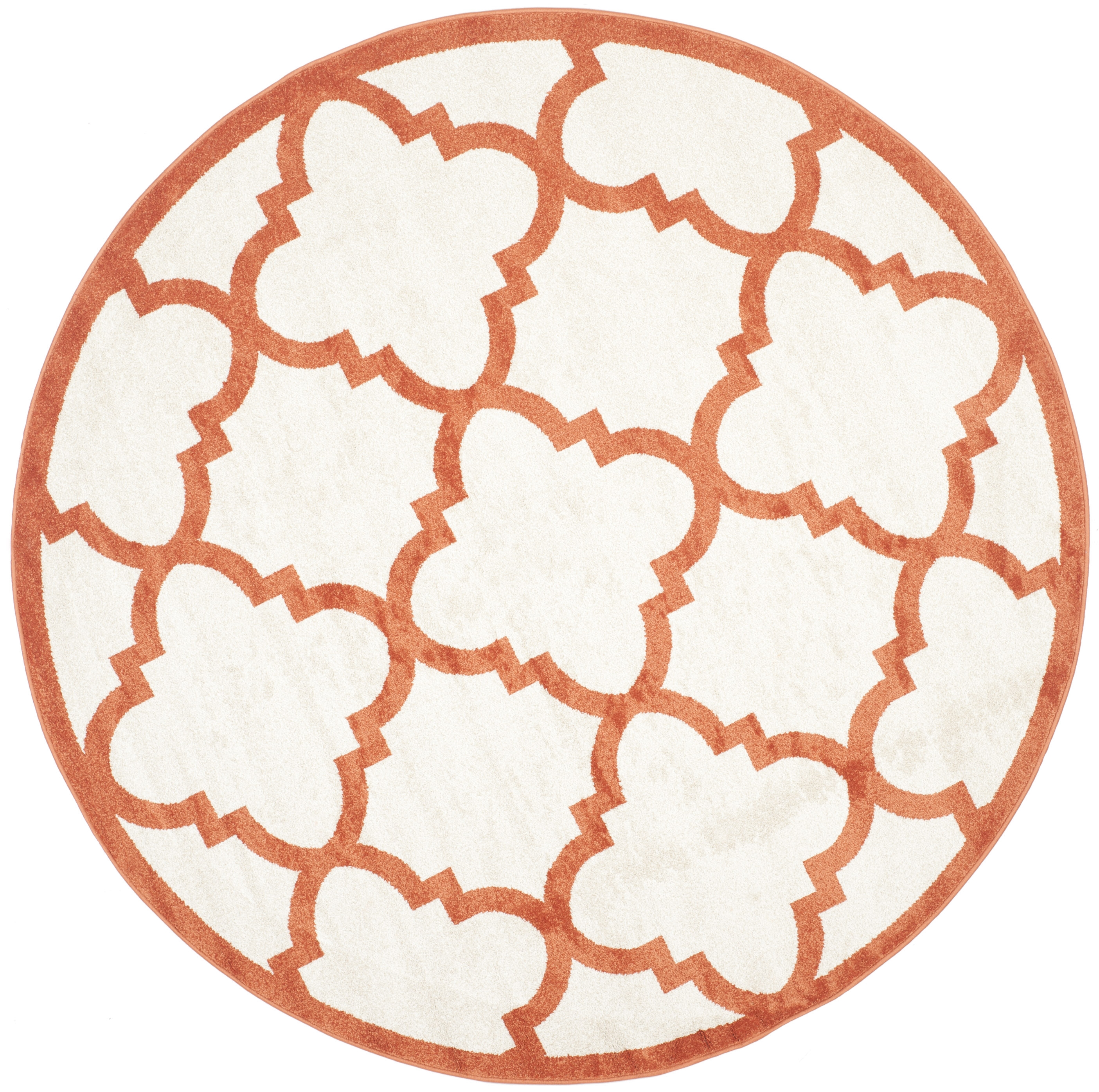 Arlo Home Indoor/Outdoor Woven Area Rug, AMT423F, Beige/Orange,  7' X 7' Round - Image 0