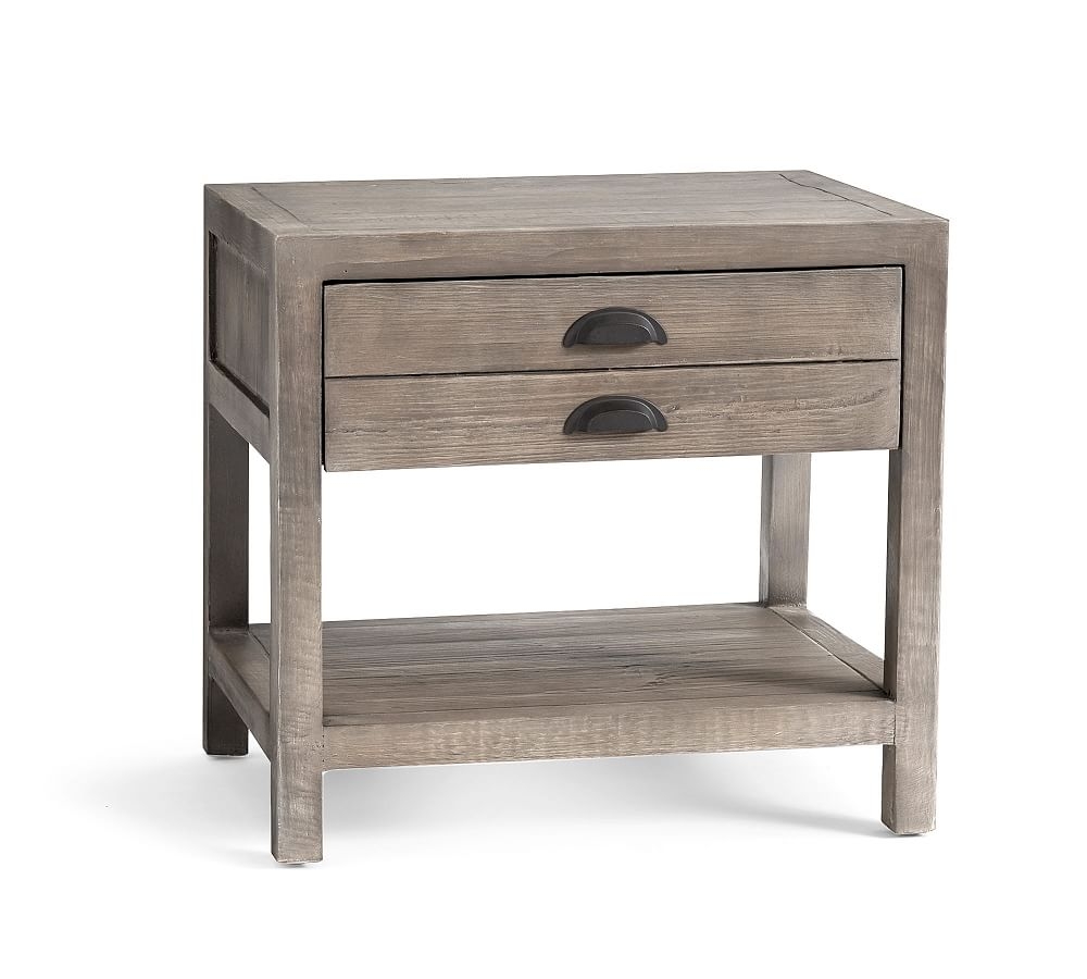 Architect's Reclaimed Wood End Table with Drawer, Shelter Pine, 26" - Image 0