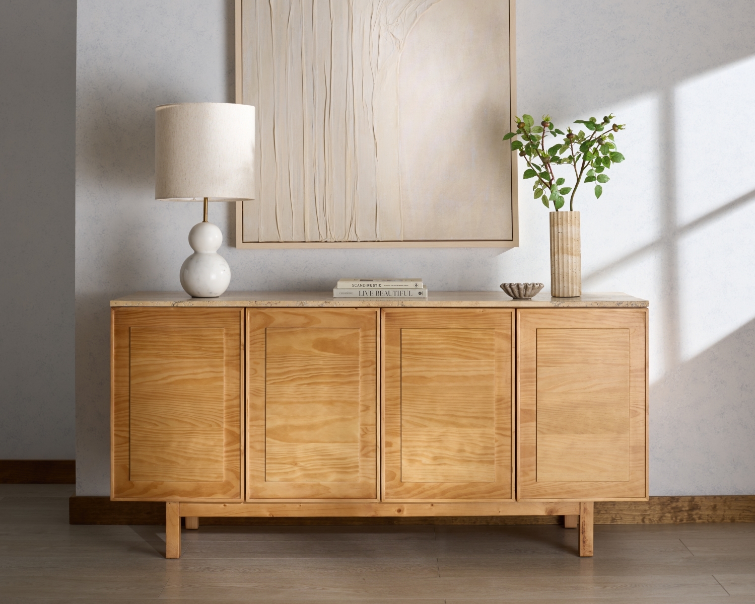 Debrianna Travertine Sideboard - Natural / Travertine - Image 1