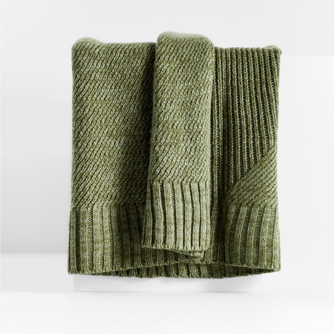 Equinox 70"x55" Verte Green Sweater Knit Throw Blanket - Image 0