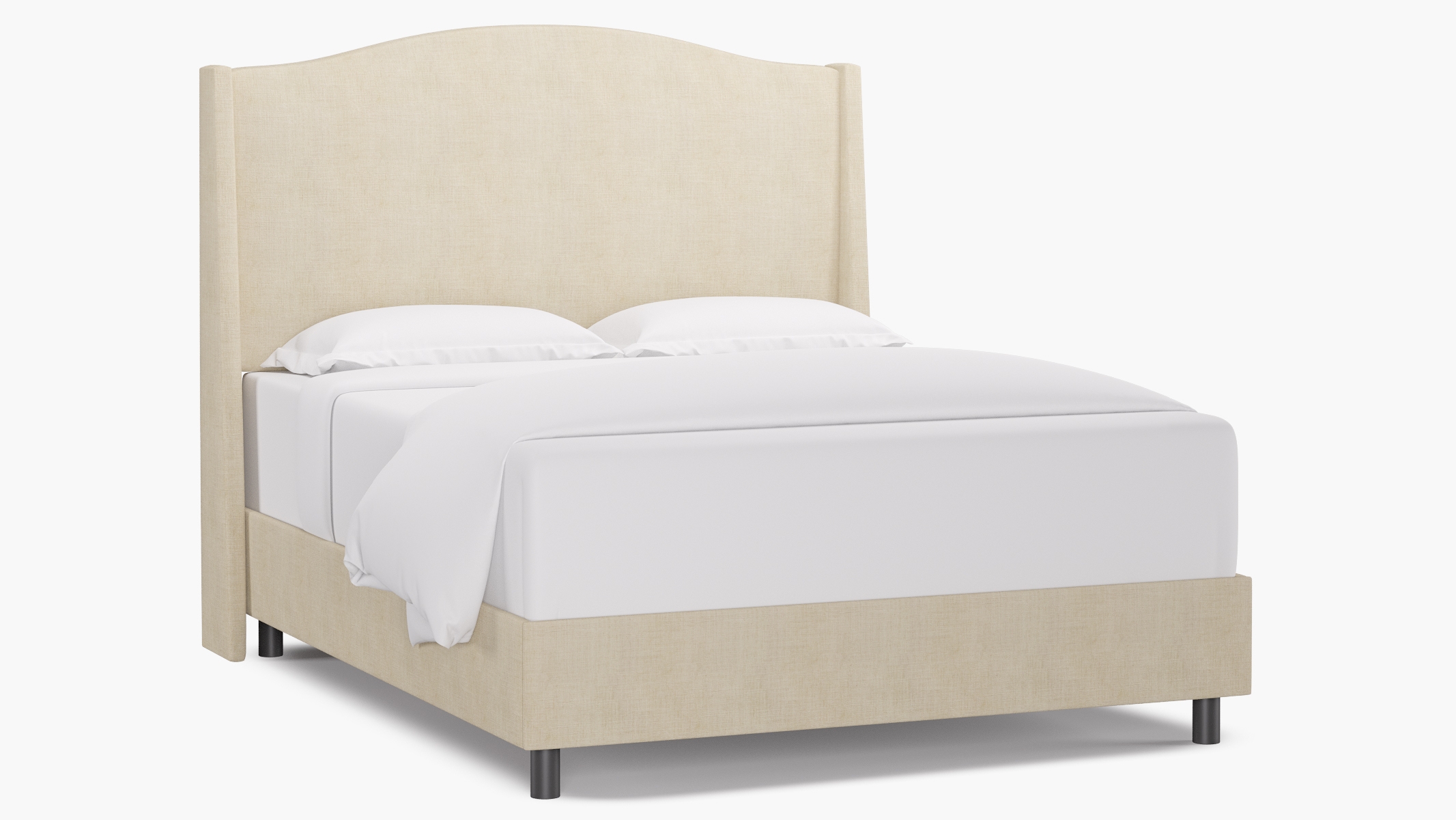 Classic Wingback Bed, Talc Linen, Queen - Image 0