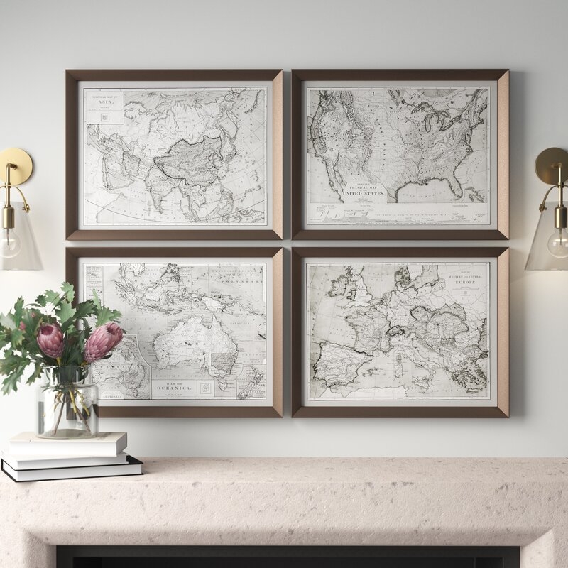 World Maps' by Grace Feyock Picture Frame Graphic Art Print Set on Wood, Set of 4 - Image 2