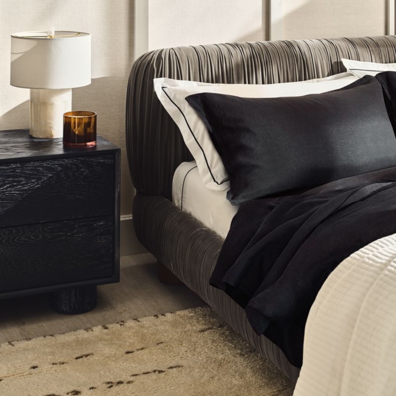 EUROPEAN FLAX-Certified Linen Black Standard Pillow Shams Set of 2 - Image 1