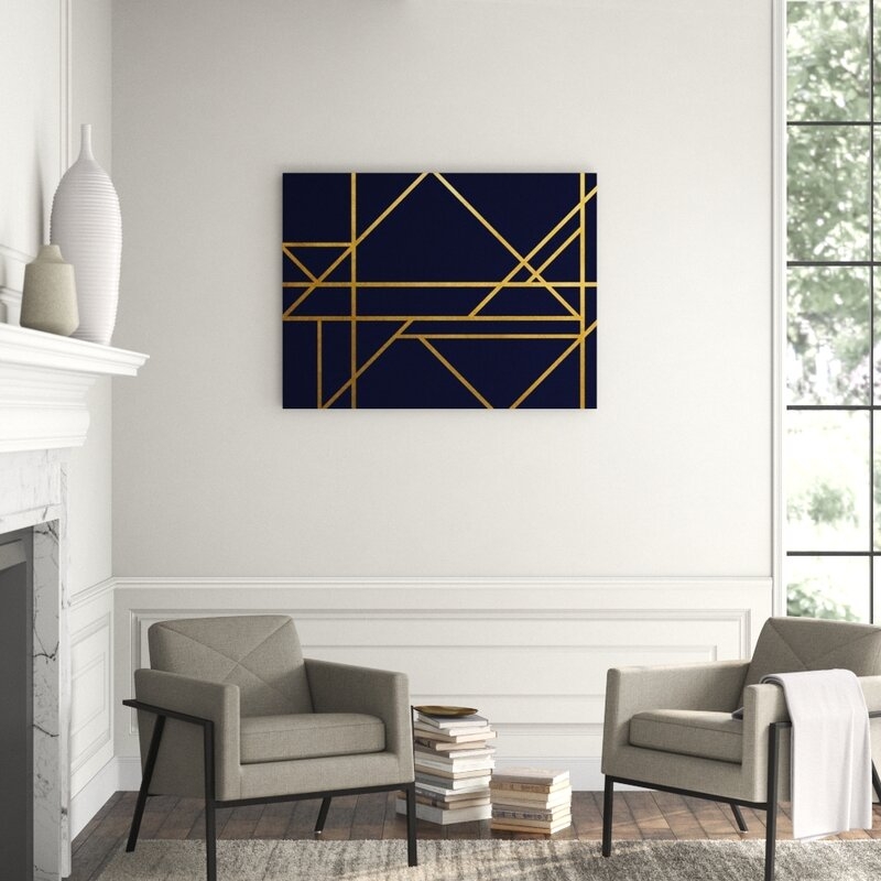 Chelsea Art Studio Gold Navy and Lines I by Guseul Park - Graphic Art - Image 0