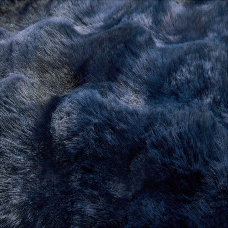 Textured Faux Fur 20"x20" Deep Indigo Throw Pillow with Feather Insert - Image 3