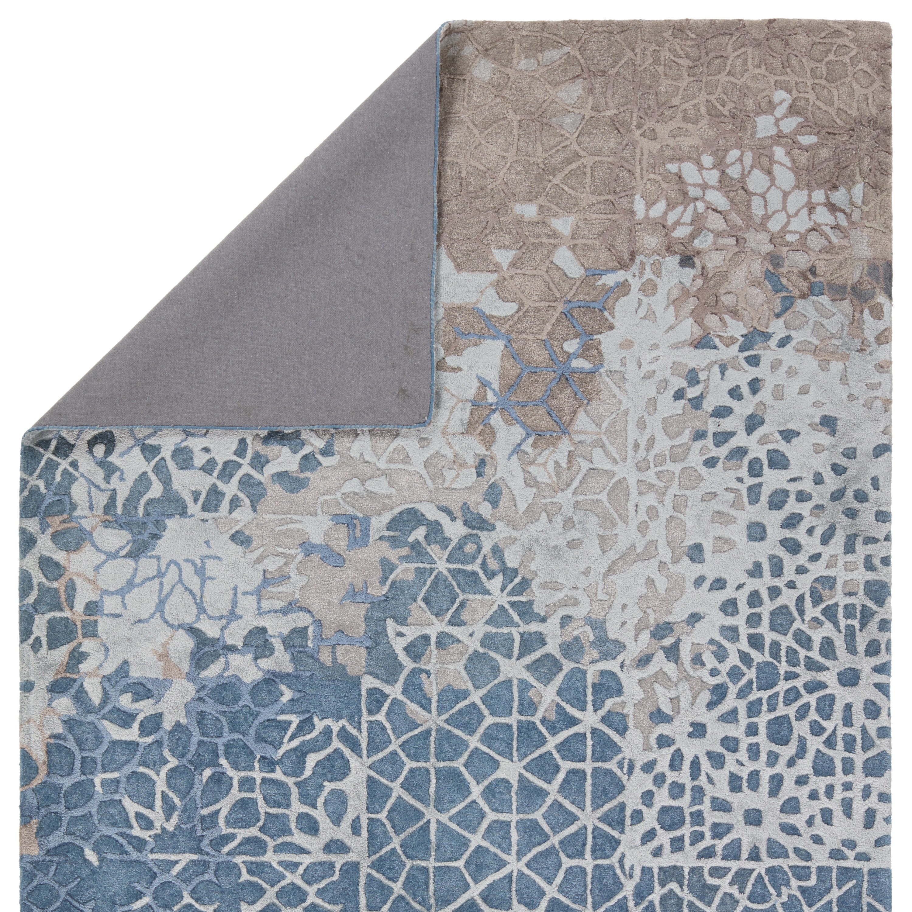 Sahaj FRG11 Handmade Abstract Blue and Gray Area Rug (8'x10') - Image 2