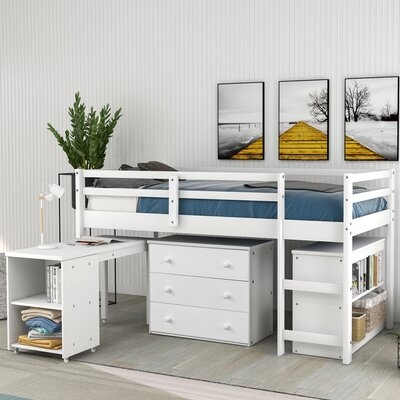 Altheimer Twin Solid Wood Loft Bed with Bookcase and Built-in-Desk by Harriet Bee - Image 0