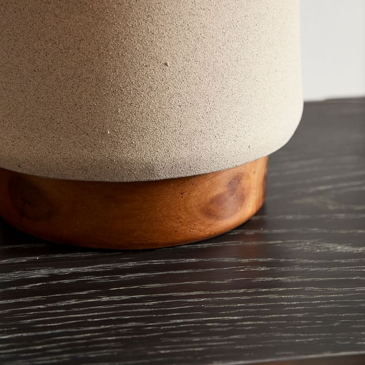 Wood And Ceramic Table Lamp, Large, Sand & Burnt Wax - Image 3
