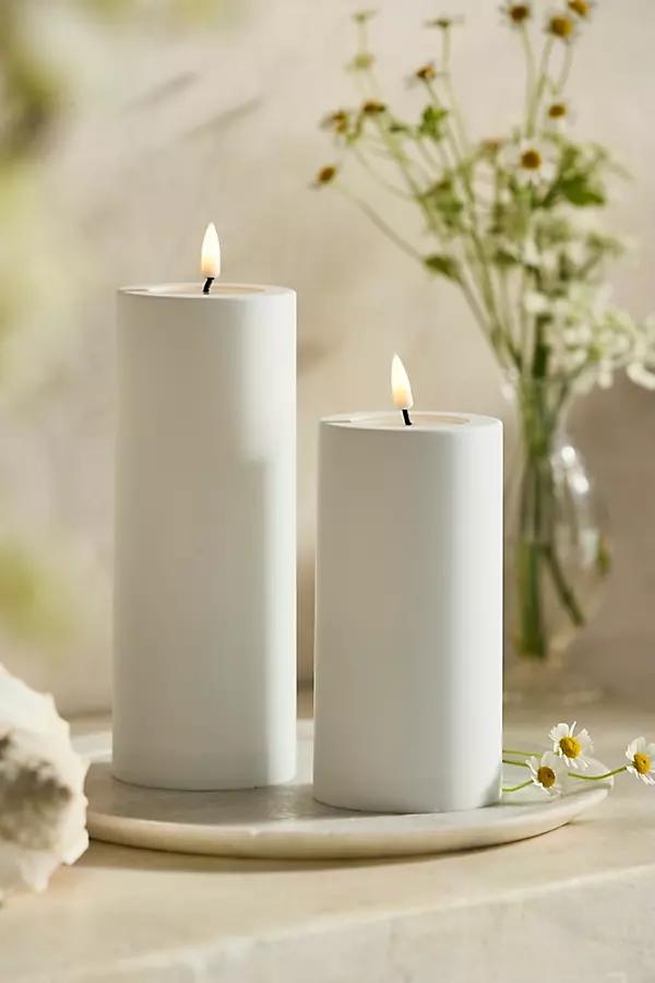 Flameless Wax Outdoor Pillar Candle, White - Image 0