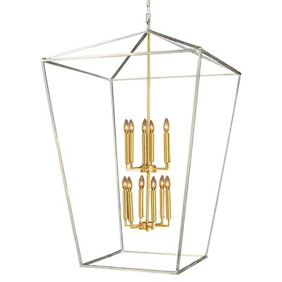 Vegas 12 - Light Lantern Geometric Chandelier with Wrought Iron Accents - Image 0