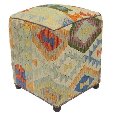 Vintage Upton Handmade Kilim Upholstered Ottoman - Image 0