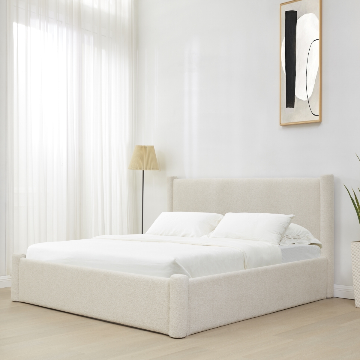 Blaine Boucle Bed - Creme - Image 1
