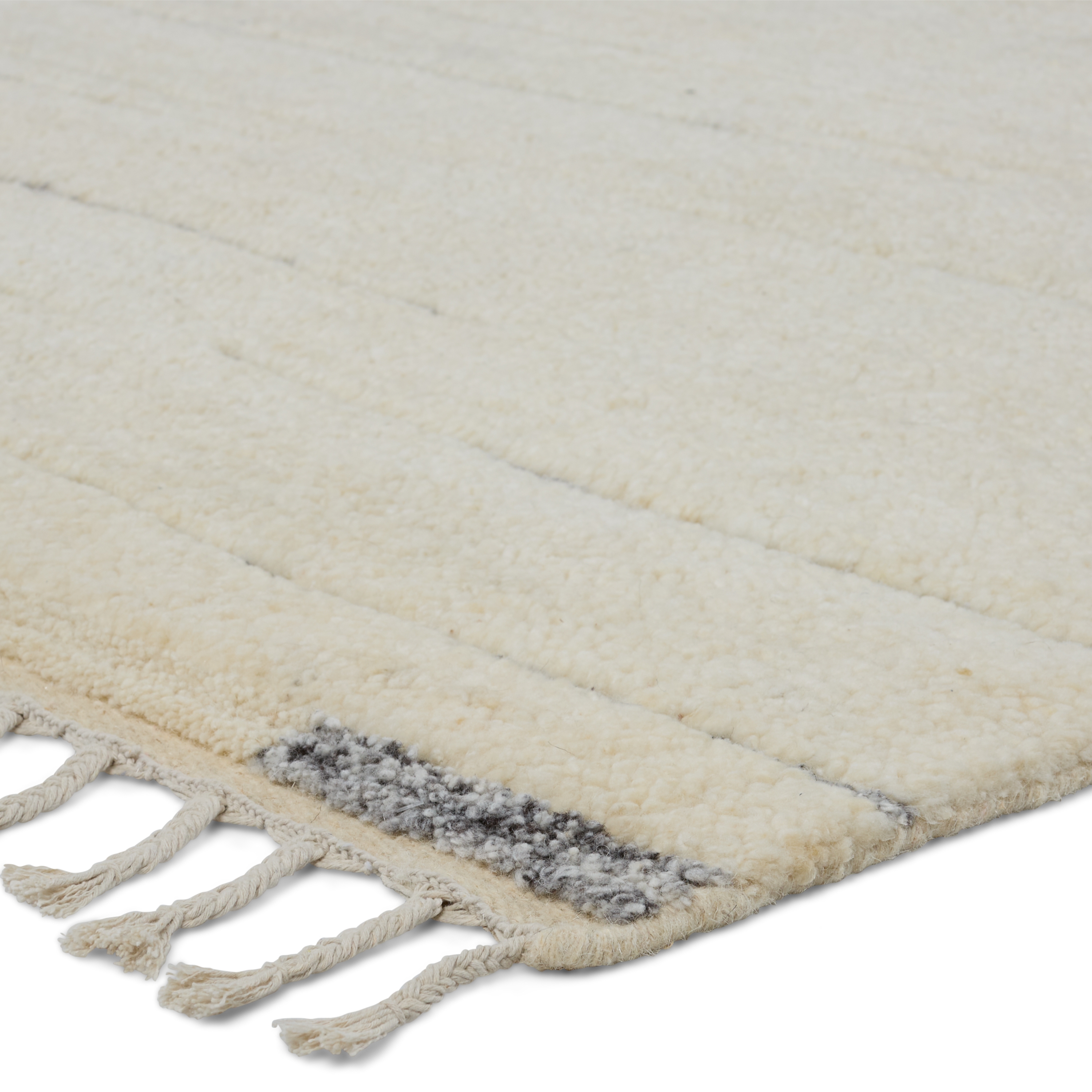 Furrow Hand-Knotted Striped Cream/ Gray Area Rug (6'X9') - Image 1