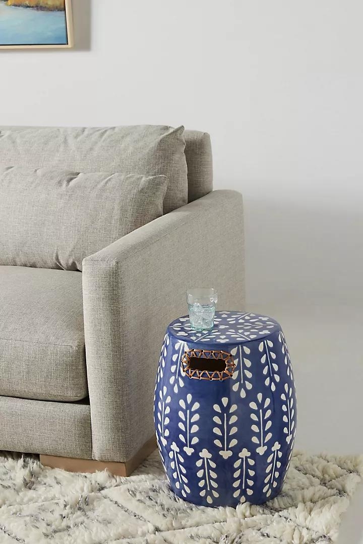 Griffin Ceramic Side Table By Anthropologie in Blue - Image 2