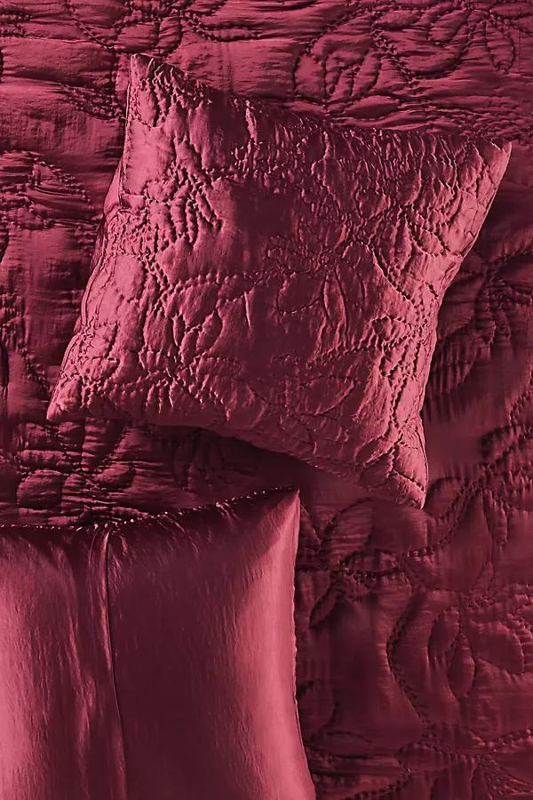 Silky Floral Stitched Euro Sham - Image 0