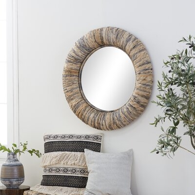 Grey Teak Wood Natural Wall Mirror, 35 X 35 X 3 - Image 0