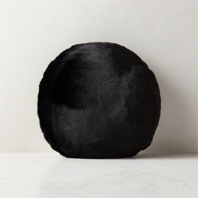 Harlee Round Black Throw Pillow 16" - Image 0