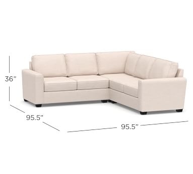 SoMa Fremont Square Arm Upholstered 3-Piece L-Shaped Corner Sectional, Polyester Wrapped Cushions, Sunbrella(R) Performance Chenille Cloud - Image 1