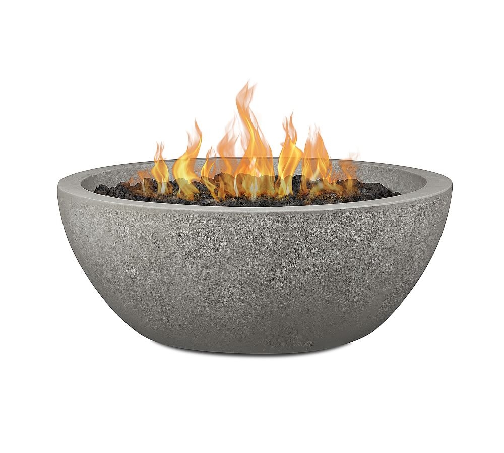 Nerissa Concrete 38" Round Outdoor Natural Gas Fire Pit Table, Shade - Image 0